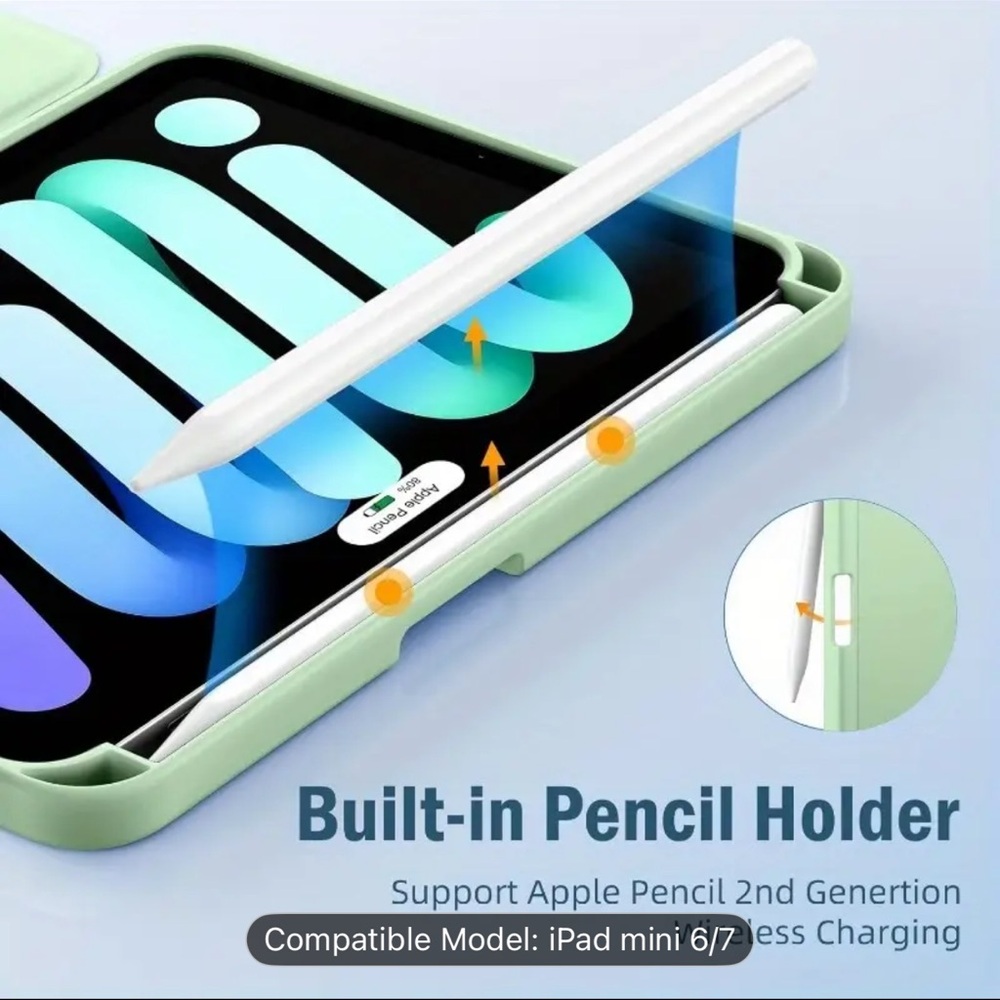 NEW Mint Green Case for iPad Mini 6/7 with Pencil Holder - Picture 3 of 10